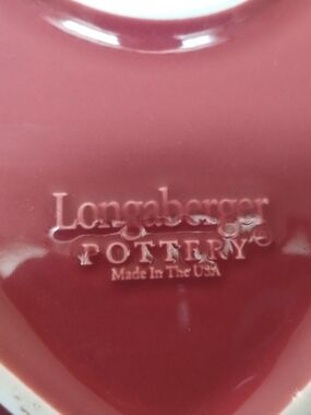 Longaberger Pottery Deep Berry Red Heart Dish